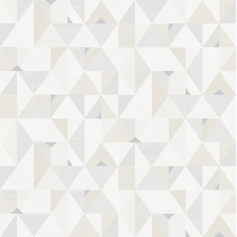 Bricoflor Papier Peint moderne crème et gris clair Tapisserie forme géométrique et graphique Papier Peint intissé pour salon, cuisine & plus