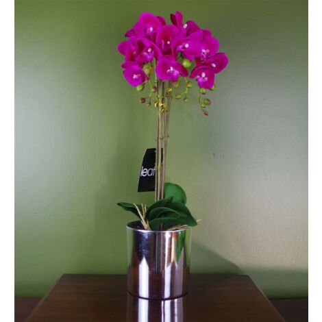 52cm Artificial Orchid Large Dark Pink and Silver
