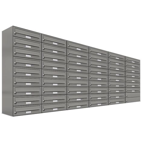 52er Premium Briefkasten Aluminiumgrau RAL Farbe 9007 für Außen Wand Postkasten