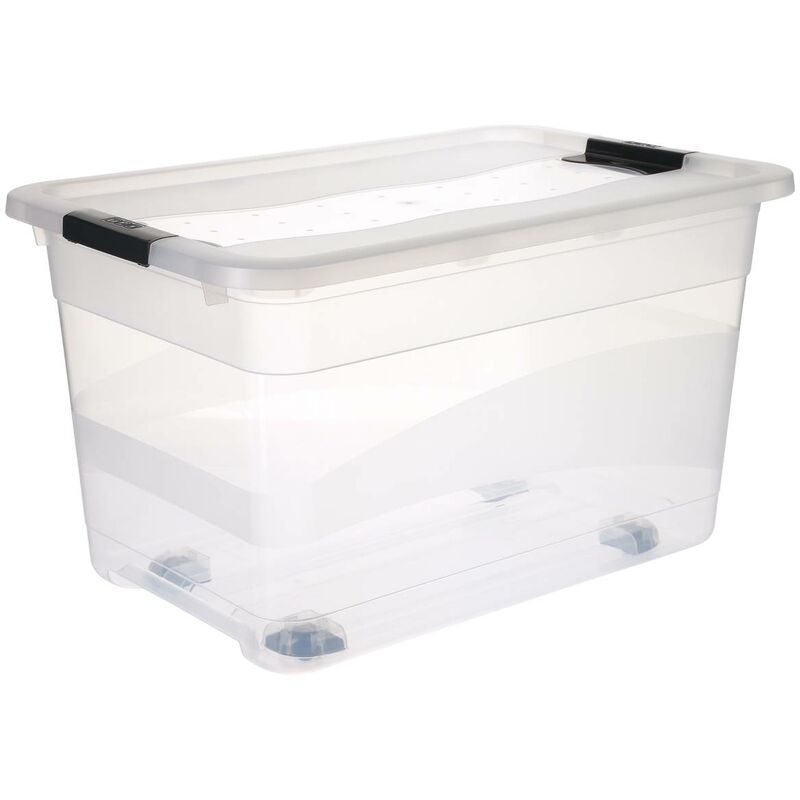 Image of 5five - scatola di plastica trasparente easy roll da 52 litri - Trasparente