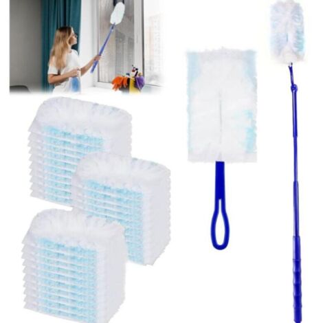 52pcs Feather Duster Refills, Comes with 1 Handle Feather Duster, 1 Telescopic Feather Duster, Feather Duster Refills Catch Dust