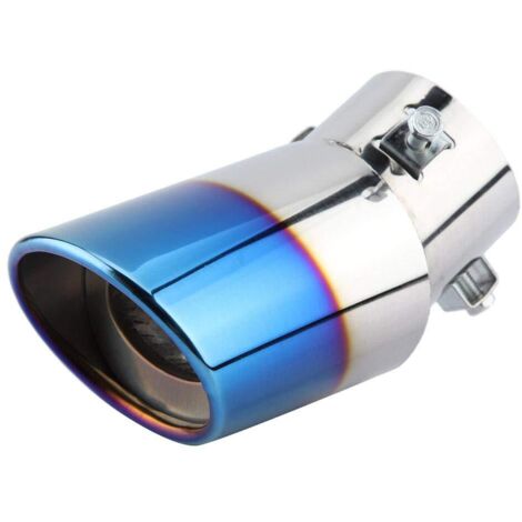 5.3-3.8cm Tuyau D'échappement de Voiture Courbée Goulot de Queue de Silencieux Arrière en Acier Inoxydable (Bleu ome)