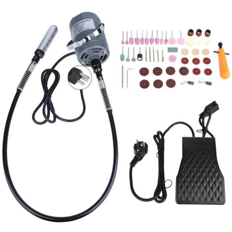53 pcs/set 0.3-4.0MM Mandrin Flexible Flex Grinder Kit 800-23000 tr/min Outil de broyeur rotatif électrique à vitesse variable avec pédale (EU plug)