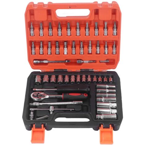 53 pièces douilles et embouts de tournevis à cliquet en acier chrome vanadium pour réparation - Kit d'outils complet