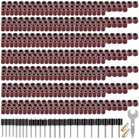 531 Pièces Tambour de Poncage Ensemble pour Dremel Outils Rotatifs, avec 504 Pièces Tambour de Poncage 24 Pièces Tambour Mandrinet 2 Pièces Mandrin à Serrage Automatique