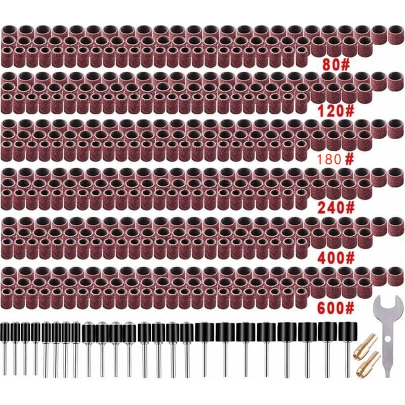 531 Pièces Tambour de Poncage Ensemble pour Outils Rotatifs, avec 504 Pièces Tambour de Poncage 24 Pièces Tambour Mandrinet 2 Pièces Mandrin à