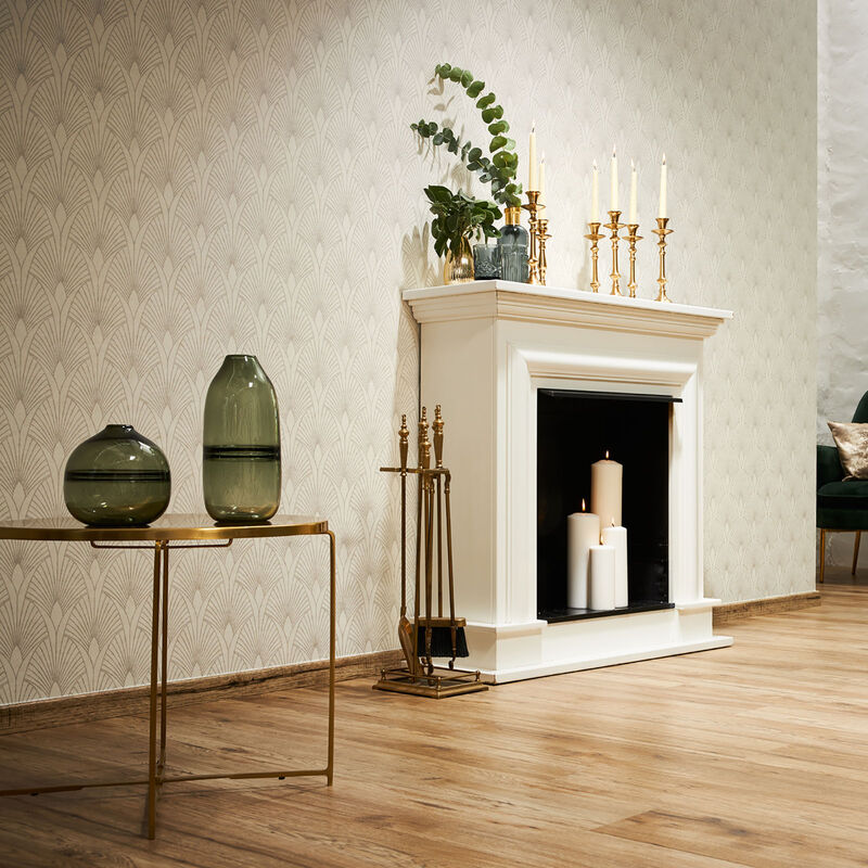 Papier peint Art déco beige clair chambre adulte Tapisserie graphique beige couloir & chambre Papier peint chic intissé