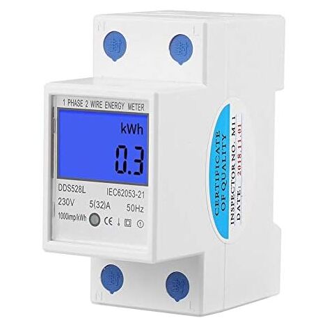 5–32 A DIN-Schienen-Energiezähler, einphasiges Wattmeter mit LCD-Hintergrundbeleuchtung, elektronisches KWh-Messgerät (230 V, 50 Hz), 1 Stück