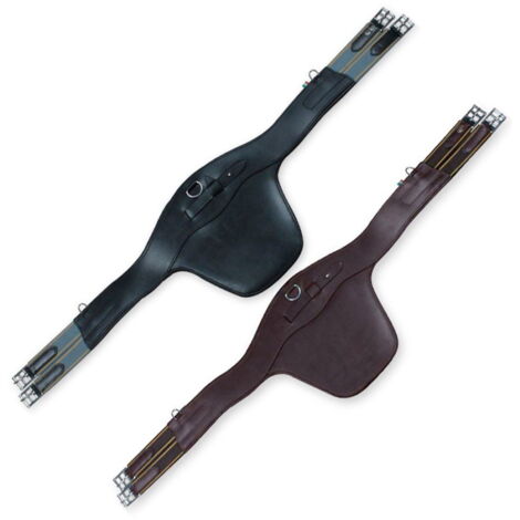 54" =135 cm, Noir: Sangle en cuir avec embouts élastiques