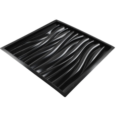 54 cm Wellenmuster-Form aus recycelbarem ABS für Wand-, Garten- und Innendekoration – Schwarz