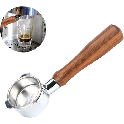 54 mm bodenloser Kaffee-Siebträger mit Filterkorb und Holzgriff als Ersatz für Breville 880/870/850 Kaffeemaschinen-Werkzeug, wiederverwendbare Legierungsfilter, Kaffeeextraktionszubehör
