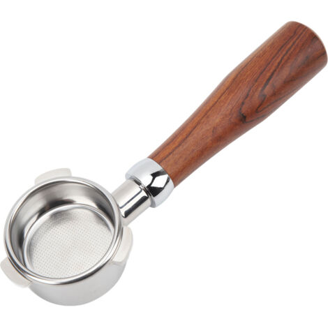54-mm-Siebträger ohne Deckel für Breville Series 8 Kaffeemaschine, Edelstahl und Rosenholz, bodenloses Design