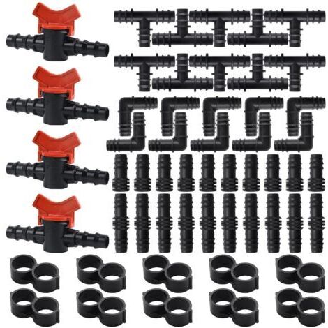 54 Pièces Kit de Raccords D'irrigation pour Tubes 16mm, Connecteur de Tuyau D'irrigation, pour Jardins Systèmes D'irrigation Agricoles