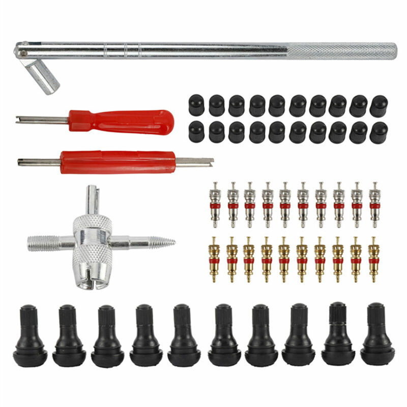 54 Pieces Kit D'Outils De Reparation De Dissolvant D'Installation De Tige De Valve De Pneu Extracteur De Noyau De Valve De Voiture