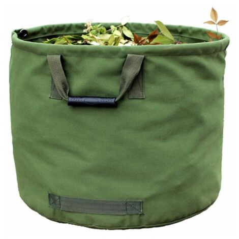 54 x 45 cm, grün, extra robuste 125-Liter-Gartentasche mit Griffen, Militär-Leinen-Blattfangtasche