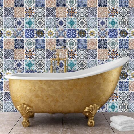 54 x 54 cm, Walplus-Adesivi da parete, motivo "Mosaico di piastrelle Patterns", rimovibile, in vinile, arte murale, decorazione per soggiorno, camera da letto, Home Décor-Carta da parati per la camera