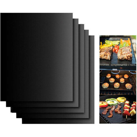 (5(40x33)) Tapis de Cuisson Barbecue Feuille Cuisson Barbecue Tapis Anti-adhérent et Réutilisable pour Barbecue Électrique Gaz et Charbon