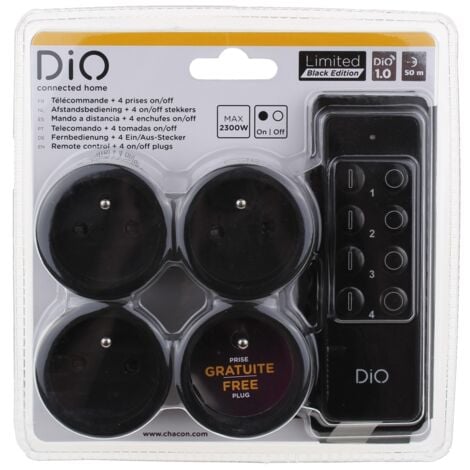Kit 4 prises nano + télécommande - noir - Chacon