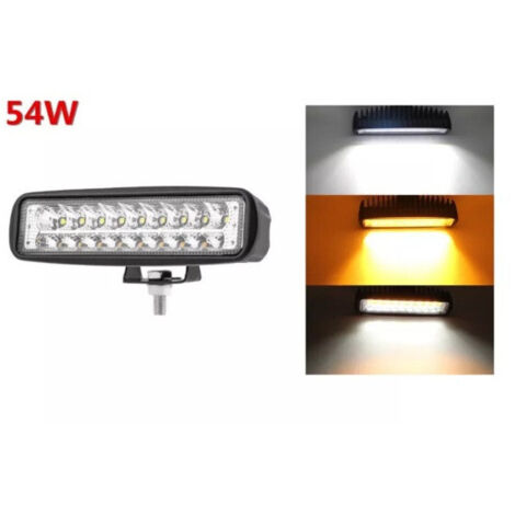 Универсален 54W Лед LED Халоген Фар Работна Лампа 12V - 24V с мигач бяло - оранжева светлина за автомобил офроуд бус ван