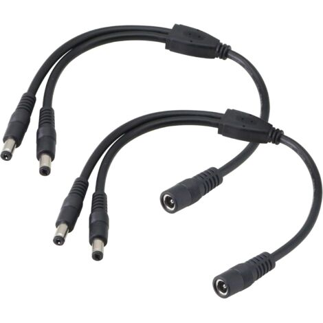 5,5/2,1 mm 12 V DC-Splitter-Stromkabel, 1 Stecker auf 2 Buchsen