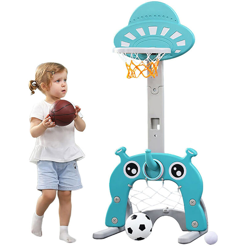 Dazhom - Plus grand renforcé cadre de jeu pour enfants (basket-ball soccer ring) bleu clair,55×58×146cm