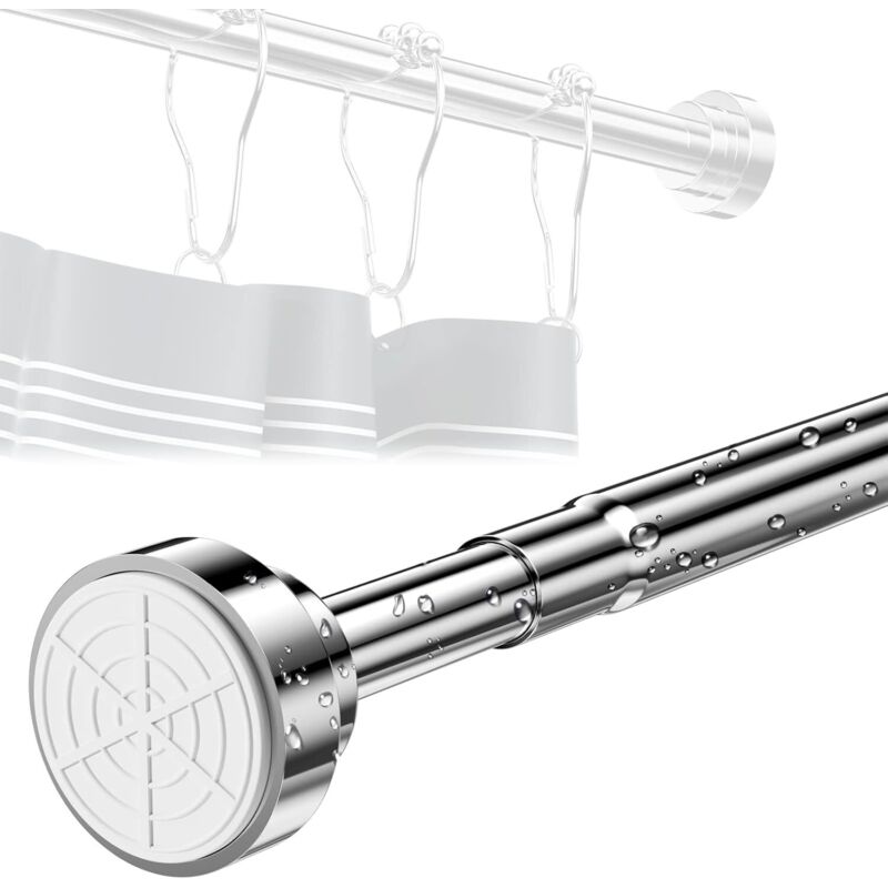 55-85cm tringle rideau sans percage Inox, barre de douche Ferme et extensible, tringle à rideaux télescopique, tringle pivotante Réglable penderie