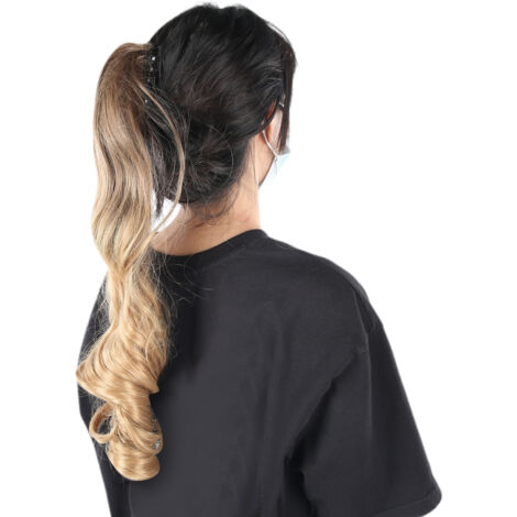 55 cm langer Clip-in-Pferdeschwanz, lange lockige Extensions, gestufte Haarteile für Damenfrisuren