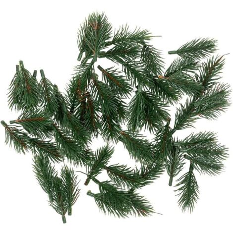 55 Deko-Tannenzweige, grün, 8 cm lang, 55 künstliche Tannenzweige, Adventskranz-Dekoration, Tannengrün