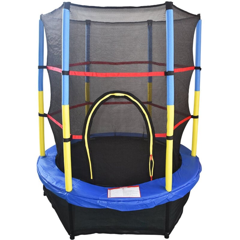 Aquariss - 55' Junior Trampoline Set 4.5FT With Safety Net Enclosure Kids Outdoor Toy - Blue