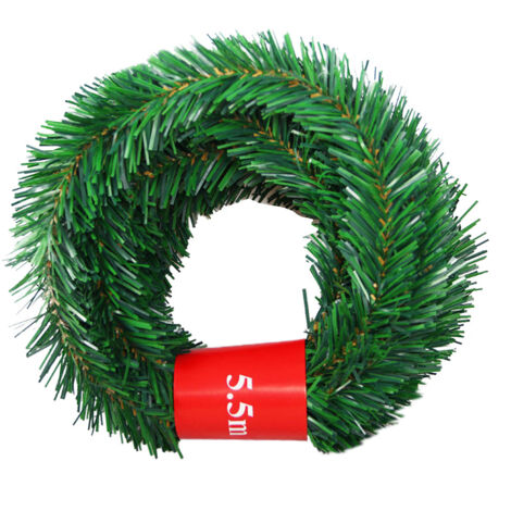 5,5 m lange künstliche grüne Kieferngirlande, Rattan-Gartenwanddekoration für den Weihnachtsbaum