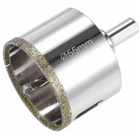 55 mm Diamant-Lochsäge, Diamantbohrer mit Mittelführungsbohrer, Fliesenlochsäge mit Diamant-Oberflächenbeschichtung zum Schneiden von Glas, Fliesen, Keramik, Marmor, Kalkstein