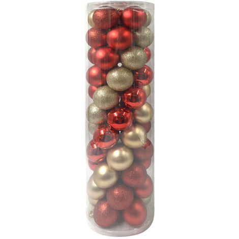 55 Palle a sfera palline cm 6 per decorazione albero di natale rossa e oro  addobbi pacco misto abbinamento bellissimo