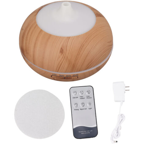 550 ml ätherischer Öldiffusor in Holzoptik - Ultraschall-Luftbefeuchter mit Fernbedienung, Licht und US-Stecker (110-240 V)