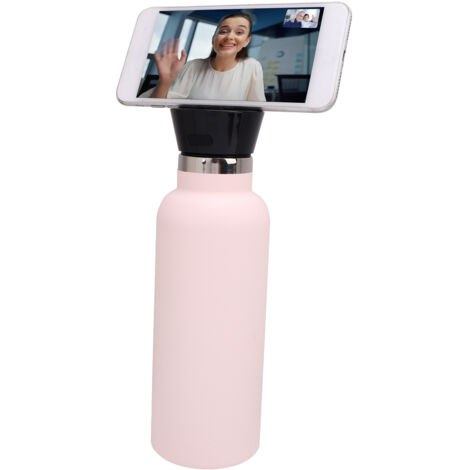 550 ml pinke, magnetische, wiederaufladbare Bluetooth-Wasserflasche IP65 - Edelstahl-Lautsprecherflasche für Sport und Alltag