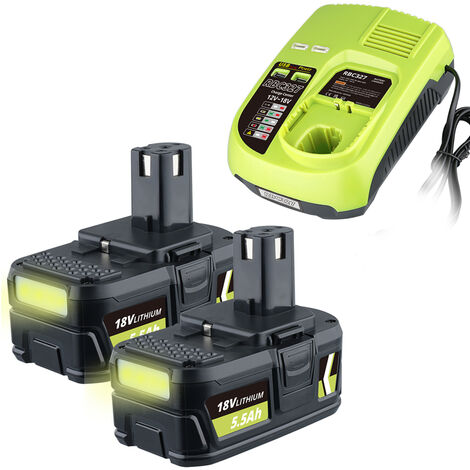 5500mAh Li-ion ErsatzAkku für P108 Ryobi 18V Akku mit Ryobi P117 Ladegert RB18L50 RB18L40 RB18L25 RB18L15 RB18L13 P122 P107 P104 P109 P102