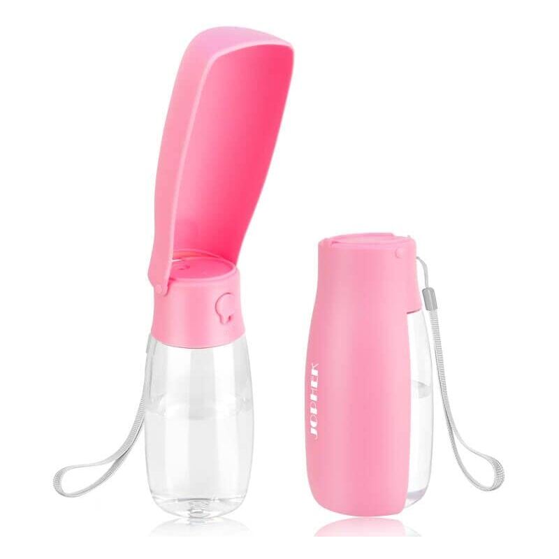 550ML Bouteille d'eau pour Chien Chat, Distributeur d'eau Portable Gourde avec Bouton Lock et Filtre à Charbon Actif Convient pour Le Camping Le