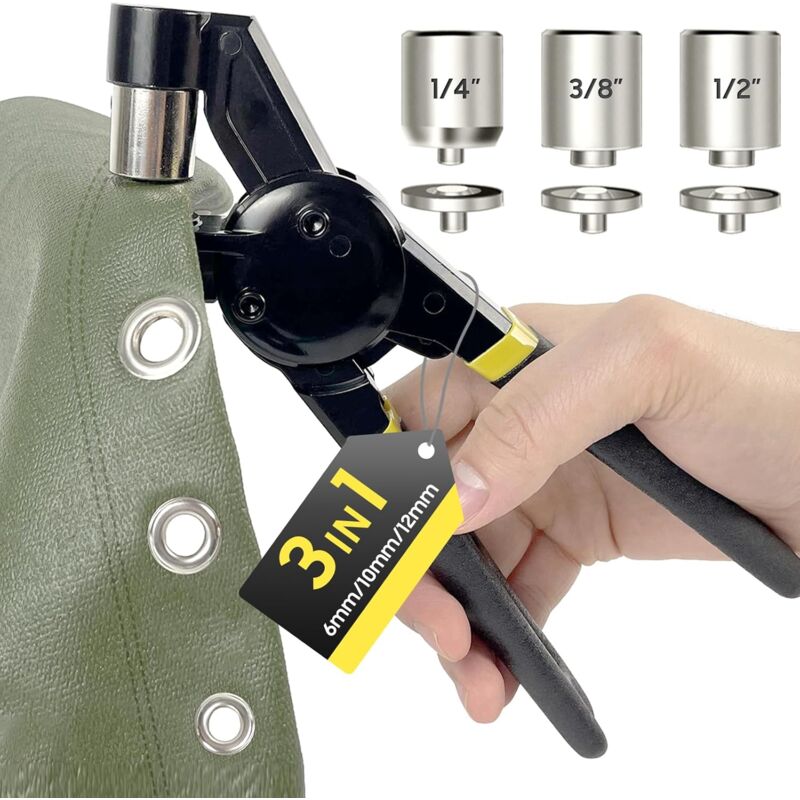 5.5/10/12 Set de pinces à oeillets avec jeu de pinces et 600 tailles d'oeillets différentes, pince à oeillets pour bâches, tissus, Pince à œillets