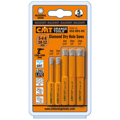 552-001-05 SET 5PCS AVEC 5 MÈCHES POUR GRES S=ESAG D=5-6-8-10-12MM DR