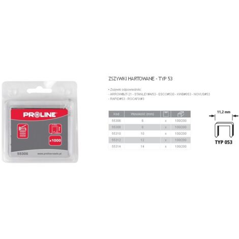 55308 agrafes trempées type 53 l = 8 mm, proline make ProLine