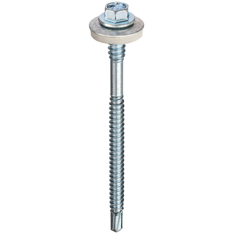 Unifix 5.5/6.3X65 Hex Head Hi Thread Comp. Panel Self Drill Screw - 100 in Silver