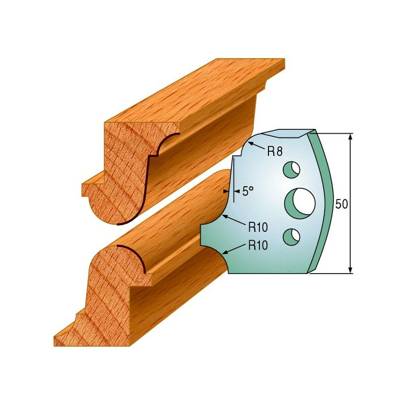 557: Jeu de fers multi moulures (50x4mm) porte outils toupie