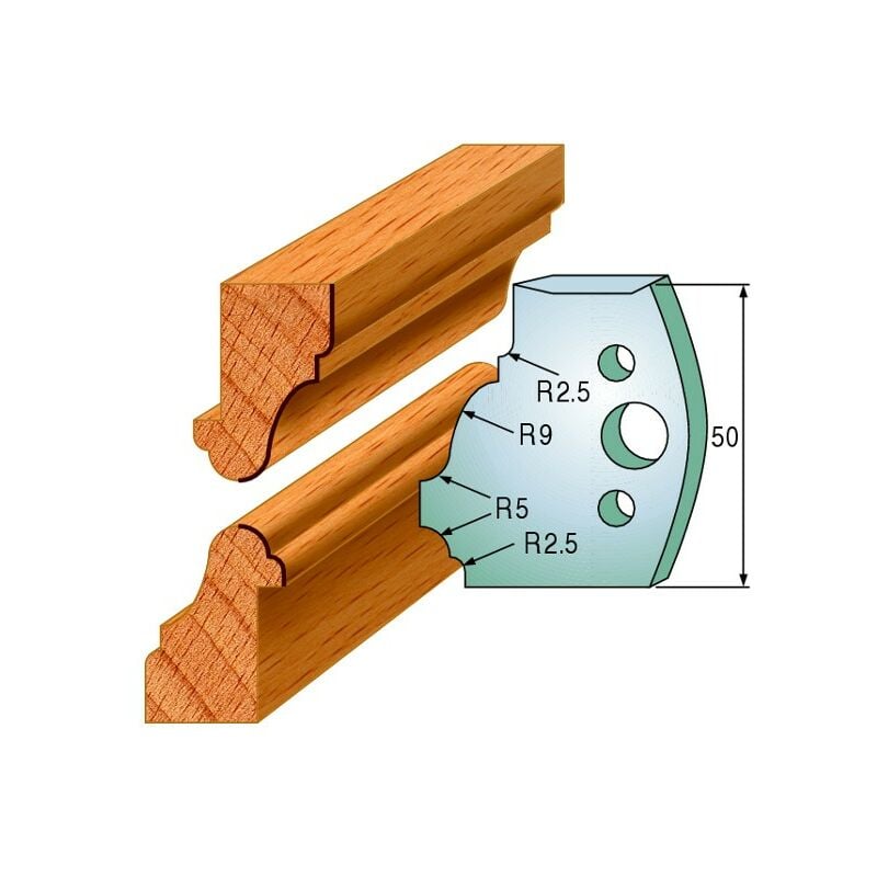 Luxoutils - 558: Jeu de fers multi moulures (50x4mm) porte outils toupie