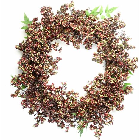 55cm Artificial Hanging Black Berries Wreath