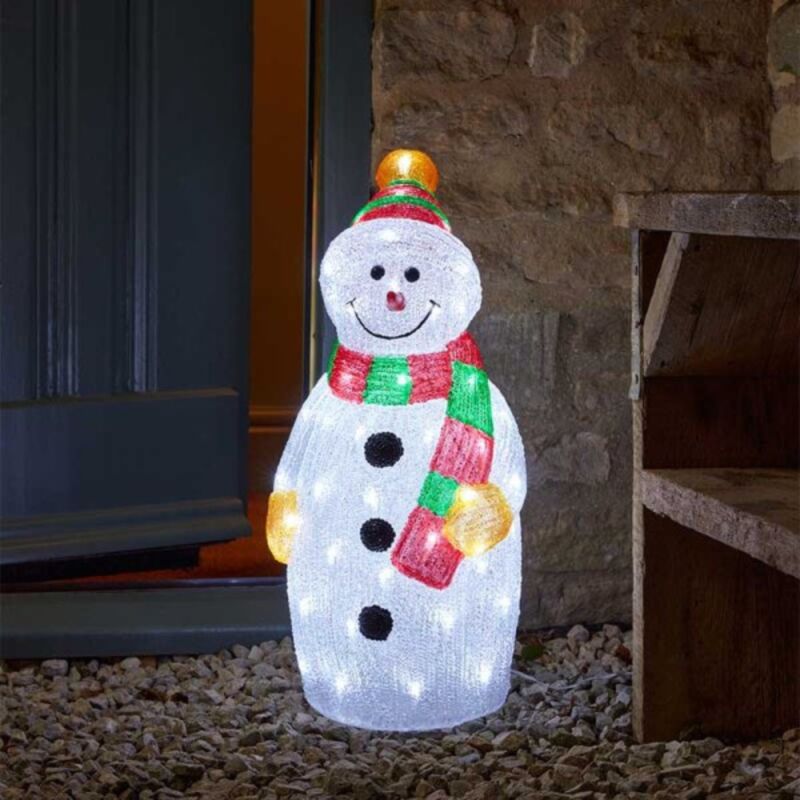 Samuel Alexander 55cm Light up Christmas Ice Snowman Decoration with 70 Cool White LEDs
