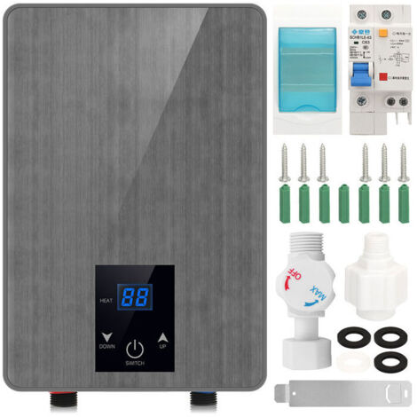 5.5KW 220V Chauffe-eau électriques Mini Chauffe-eau Instantané avec Affichage de LED pour Cuisine et Salle de Bain, Chauffage Rapide