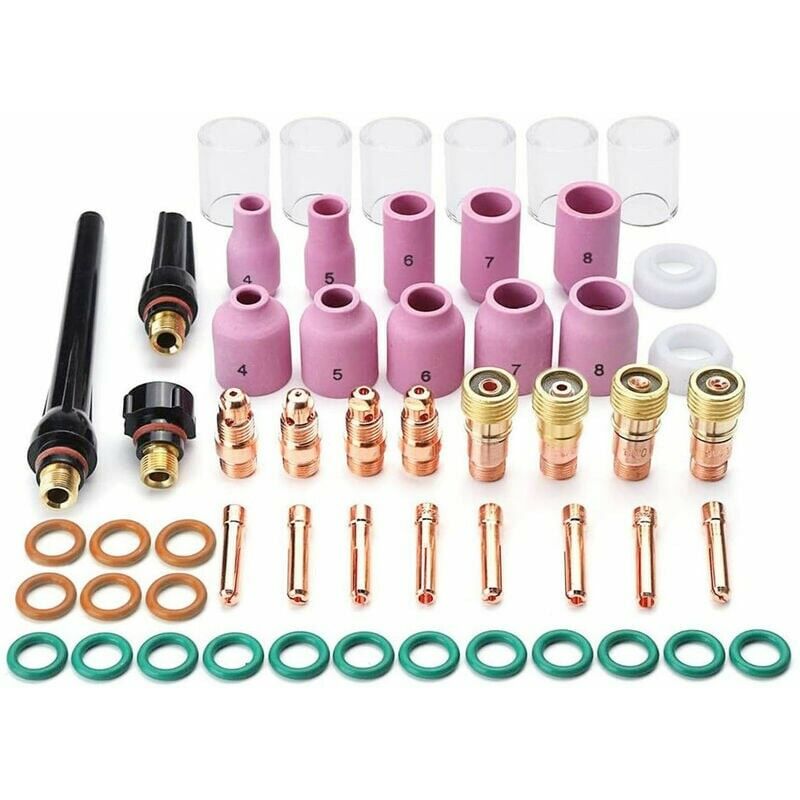 55Pcs Tig Soudage Accessoires Kit Superieure Gaze Verre Verre De La Tassiere Verre Alumina Resistante Pour Le Wp-17/18/26, 55Pcs - Dpzo