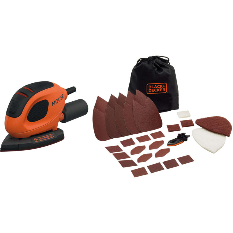 Image of Black&decker - BEW230BC] Ponceuse de finition Mouse 55 w avec 15 accessoires en softbag BEW230B