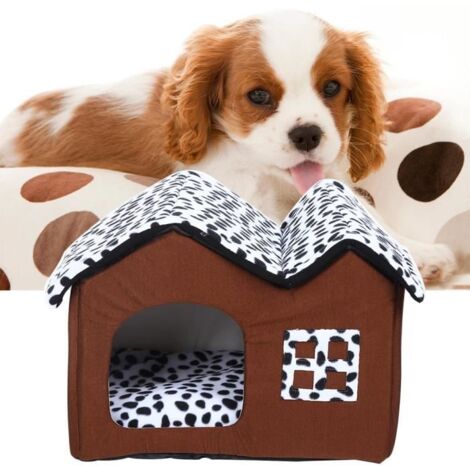 55x48x50cm Maison Double Pièce Pour Chien Coussin Doux Chat Arc haut de gamme lait vache Style animal chambre