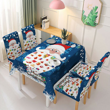 55x55/140x140cm Nappe de Noël décoration de table Cadeau de Noël 1pc bleu père noël