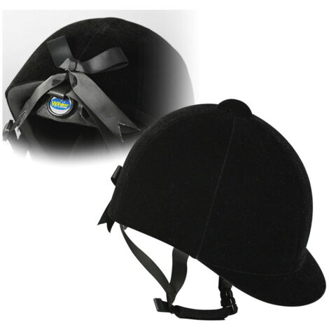 56-59 cm, nero opaco: Casco da equitazione in velluto con rotella regolabile VG1